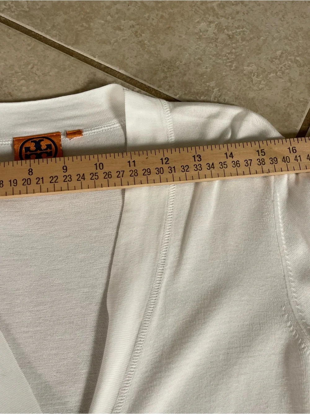 Tory Burch Simone V-Neck Cardigan Gold Logo Buttons Size S White Clean Girl